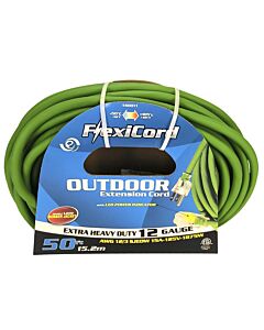 50' Outdoor Extension Cord – SJEOOW 12/3 – Lighted Single Outlet – Green