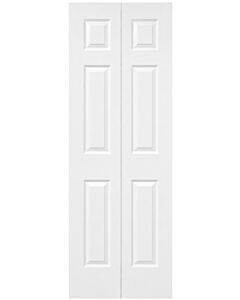 28" Colonial 6-Panel Textured Bifold Door – Primed White