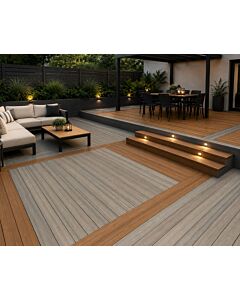 Reversible Hollow-Core Composite Deck Board – Teak / Grey – 7/8" x 5-1/2" x 12'