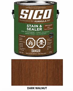 SICO Formula 77 Semi-Transparent Stain & Sealer – Dark Walnut – 3.78 L