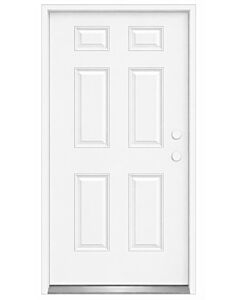 MDW 32" x 80" 6 Panel Steel Exterior Door – Left Hand Inswing – 4 5/8" Composite Frame