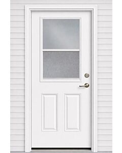 MDW 32" x 80" Steel Exterior Door – Left Hand Inswing – 4 5/8" Composite Frame – 22" x 36" (Clear Vent Low-E)