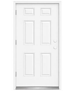 MDW 32" x 80" 6 Panel Steel Exterior Door – Left Hand Outswing – 4 5/8" Composite Frame