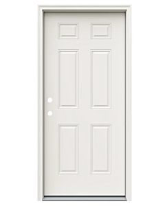 Steel Door 36" Right Hand Inswing Vinyl Clad, 6-5/8" Frame, 6 Panel