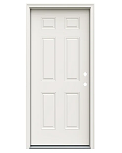 Steel Door 32" Left Hand Inswing Vinyl Clad, 4-5/8" Frame, 6 Panel