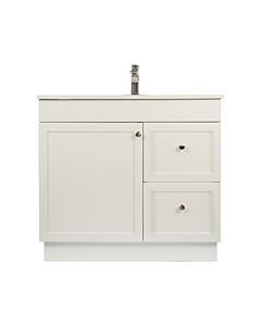 Presenza 36" White Shaker Bathroom Vanity with Ceramic Top – Single Hole – Pre-Assembled