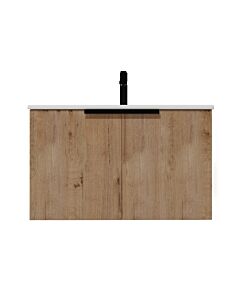 Presenza Eclipse 30" Natural Wood Wall-Mount Bathroom Vanity with Ceramic Top – Single Hole – Pre-Assembled