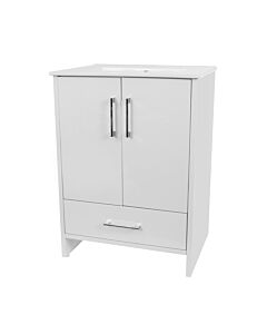 Presenza Henry 24" White Bathroom Vanity with Ceramic Top – Single Hole – Pre-Assembled