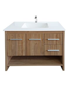 Presenza Roma 36" Wood Grain Bathroom Vanity with Ceramic Top – Single Hole – Pre-Assembled