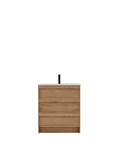 Presenza Amara 24" Natural Wood Bathroom Vanity with Ceramic Top – Single Hole – Pre-Assembled