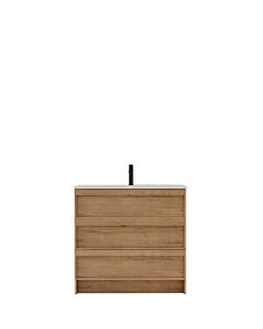 Presenza Amara 36" Natural Wood Bathroom Vanity with Ceramic Top – Single Hole – Pre-Assembled