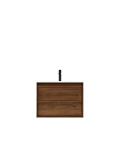 Presenza Vayana 30" Medium Walnut Wall-Mount Bathroom Vanity with Ceramic Top – Single Hole – Pre-Assembled