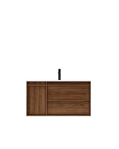 Presenza Vayana 36" Medium Walnut Wall-Mount Bathroom Vanity with Ceramic Top – Single Hole – Pre-Assembled