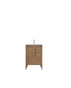Presenza Terra 24" Natural Wood Bathroom Vanity with Ceramic Top – Single Hole – Pre-Assembled