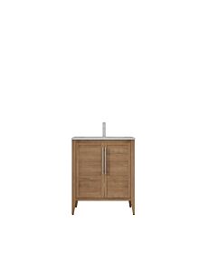 Presenza Terra 30" Natural Wood Bathroom Vanity with Ceramic Top – Single Hole – Pre-Assembled