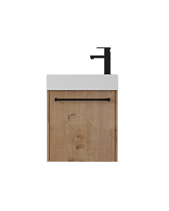 Presenza Soma 18" Natural Wood Wall-Mount Bathroom Vanity with Ceramic Top – Single Hole – Pre-Assembled