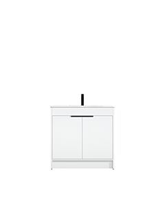 Presenza Holly 36" Matte White Bathroom Vanity with Ceramic Top – Single Hole – Pre-Assembled