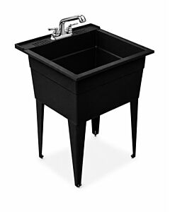 Rugged Tub Classic 24" x 22" Black Polypropylene Laundry Tub – Freestanding