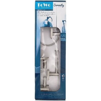 3PC Serenity Bathroom Hardware Set Wall Mount Satin Nickle