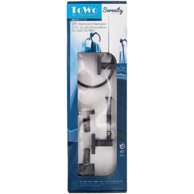 3PC Serenity Bathroom Hardware Set Wall Mount Black