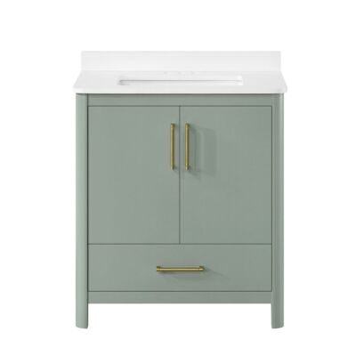 Ove Decors Dario 30" Sage Green Vanity - With White Top & Sink
