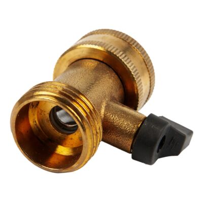 3/4" Brass In-Line Hose Connector with Shut-Off