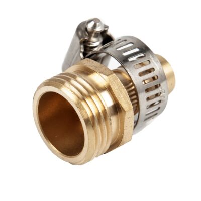 5/8" Brass Male Hose End Replacement with Clamp