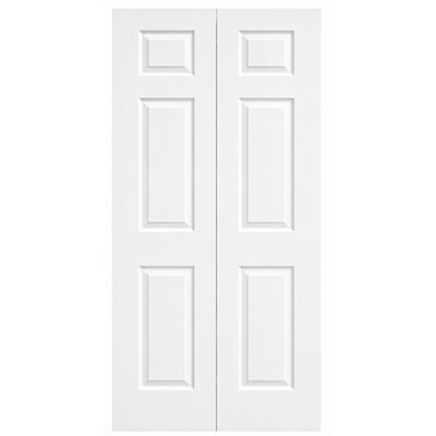 32" Colonial 6-Panel Textured Bifold Door – Primed White