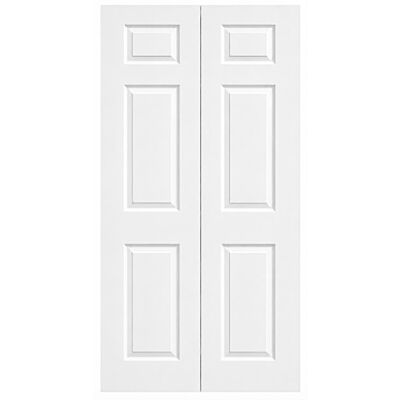 34" Colonial 6-Panel Textured Bifold Door – Primed White