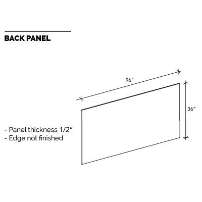 Back Panel - White Shaker - 96"W x 36"H x 1/2"D