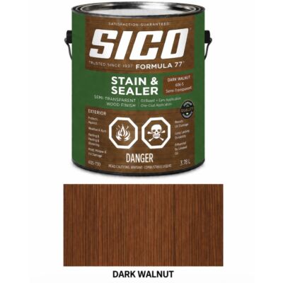 SICO Formula 77 Semi-Transparent Stain & Sealer – Dark Walnut – 3.78 L