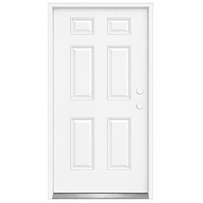 MDW 32" x 80" 6 Panel Steel Exterior Door – Left Hand Inswing – 4 5/8" Composite Frame