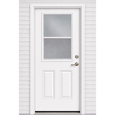MDW 32" x 80" Steel Exterior Door – Left Hand Inswing – 4 5/8" Composite Frame – 22" x 36" (Clear Vent Low-E)