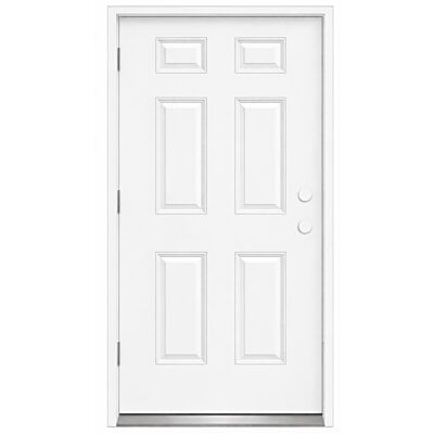 MDW 36" x 80" 6 Panel Steel Exterior Door – Left Hand Outswing – 4 5/8" Composite Frame