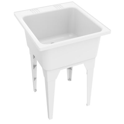 MAAX Super Poly 25" x 23" Polypropylene White Laundry Tub / Sink – Freestanding