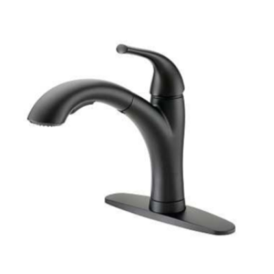 Kitchen Faucet Single Handle Pullout Black Finish