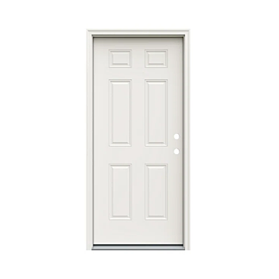 Steel Door 32" Left Hand Inswing Vinyl Clad, 4-5/8" Frame, 6 Panel