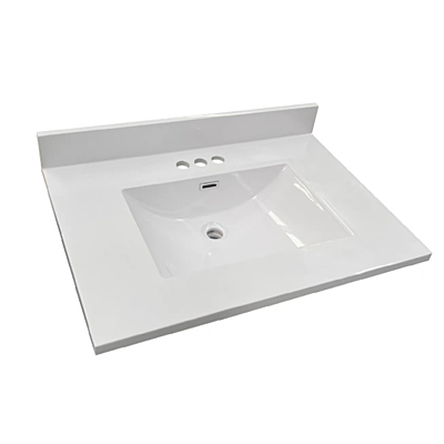 Integrated Cultured Marble Recessed Rectangle Sink 31" x 22" White
