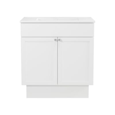 Presenza 30" White Shaker Bathroom Vanity with Ceramic Top – Single Hole – Pre-Assembled