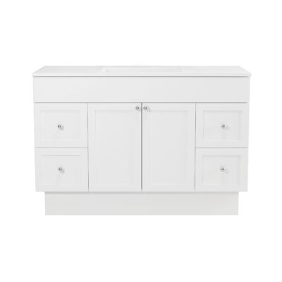 Presenza 48" White Shaker Bathroom Vanity with Ceramic Top – Single Hole – Pre-Assembled