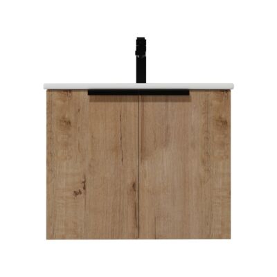 Presenza Eclipse 24" Natural Wood Wall-Mount Bathroom Vanity with Ceramic Top – Single Hole – Pre-Assembled