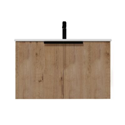 Presenza Eclipse 30" Natural Wood Wall-Mount Bathroom Vanity with Ceramic Top – Single Hole – Pre-Assembled