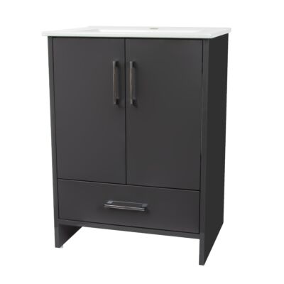 Presenza Henry 24" Grey Bathroom Vanity with Ceramic Top – Single Hole – Pre-Assembled