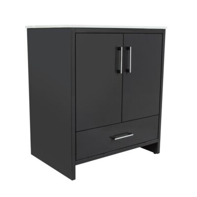 Presenza Henry 30" Grey Bathroom Vanity with Ceramic Top – Single Hole – Pre-Assembled