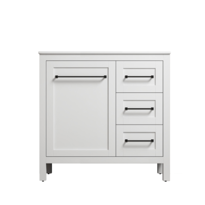 Presenza Arcadia 36" White Bathroom Vanity with Ceramic Top – Single Hole – Pre-Assembled