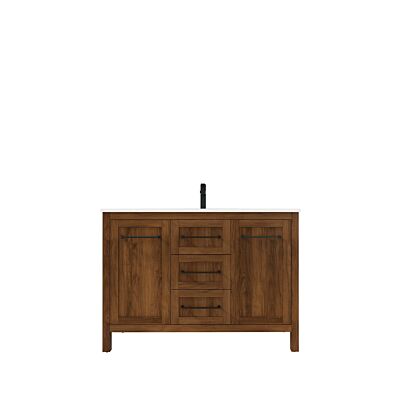Presenza Arcadia 48" Medium Walnut Bathroom Vanity with Ceramic Top – Single Hole – Pre-Assembled