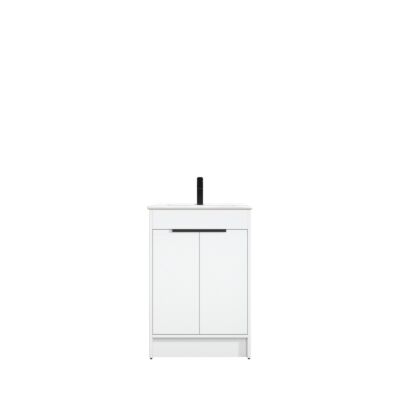 Presenza Holly 24" Matte White Bathroom Vanity with Ceramic Top – Single Hole – Pre-Assembled
