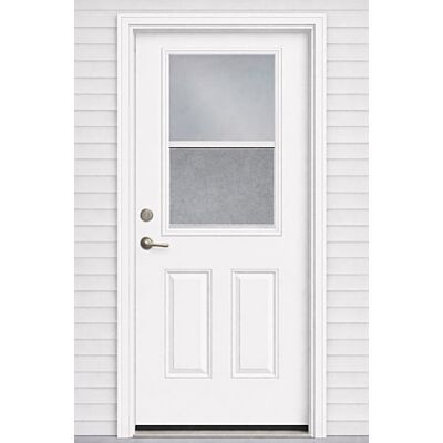 MDW 32" x 80" Steel Exterior Door – Right Hand Inswing – 4 5/8" Composite Frame – 22" x 36" (Clear Vent Low-E)