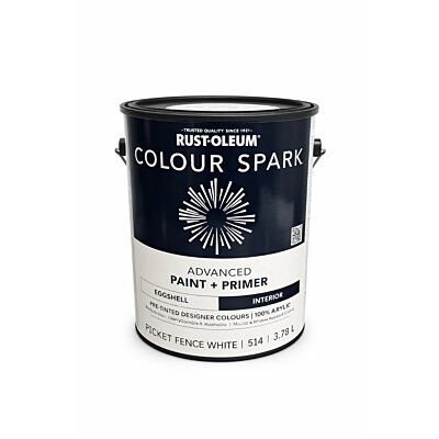 Rust-Oleum Colour Spark Interior Paint + Primer � Picket Fence White (Eggshell) 3.78L