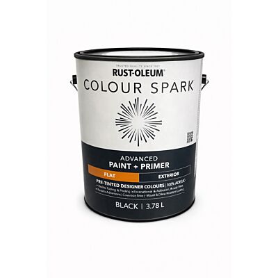 Rust-Oleum Colour Spark Exterior Paint + Primer ï¿½ Black (Flat) 3.78L